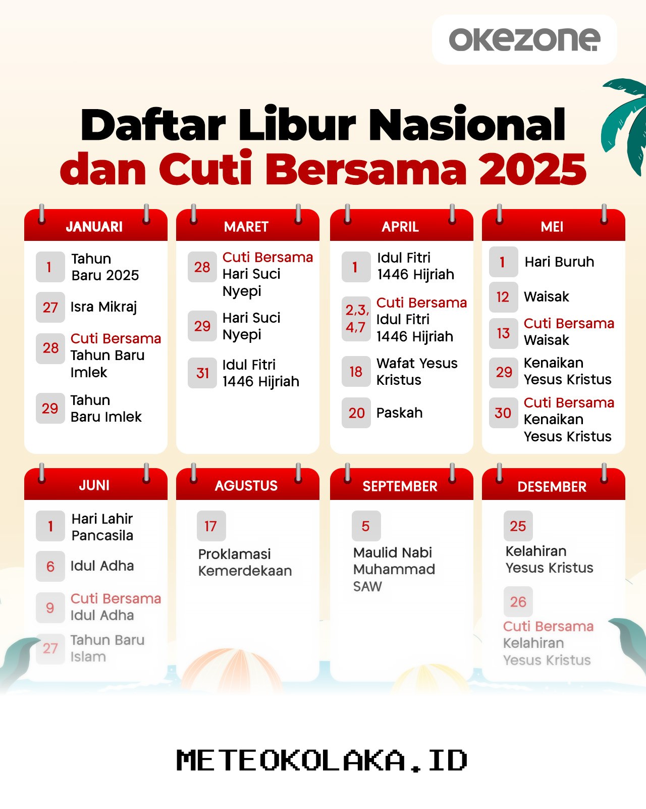 Daftar Lengkap Jadwal Libur Nasional dan 10 Hari Cuti Bersama Resmi Selama Tahun 2026