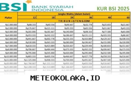 Simulasi Cicilan Pinjaman KUR BSI 2026 Plafon 1 Juta sampai 100 Juta Paling Terbaru